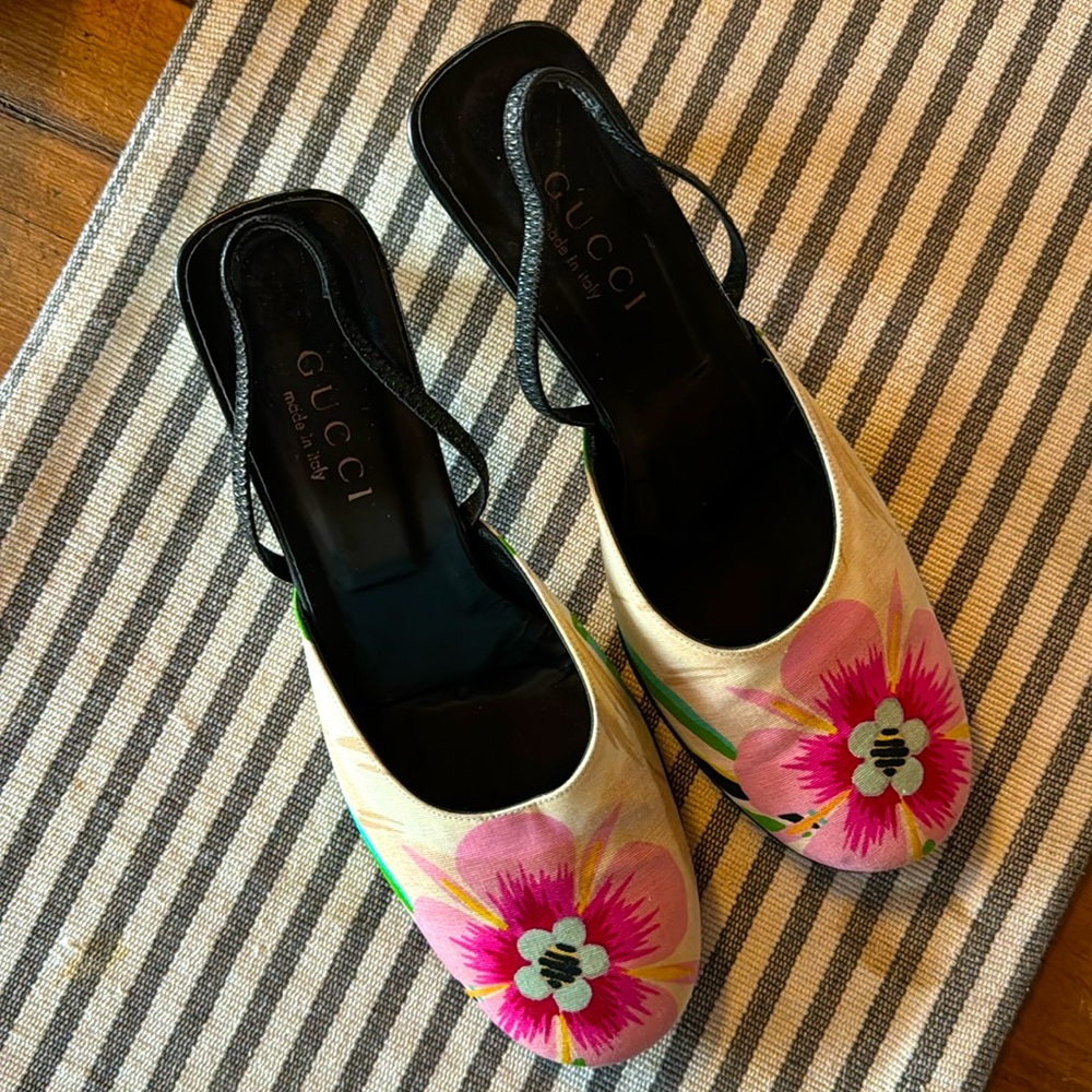Gucci Vintage Floral Mule Heels